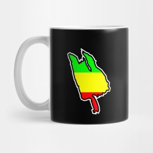 Thetis Island Silhouette in Rastafarian Flag Colours - Rasta - Thetis Island Mug